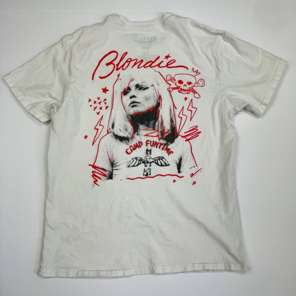 Blonde T Shirt Double Sided Size Small White Red Crew Neck Short Sleeve - Picture 6 of 8